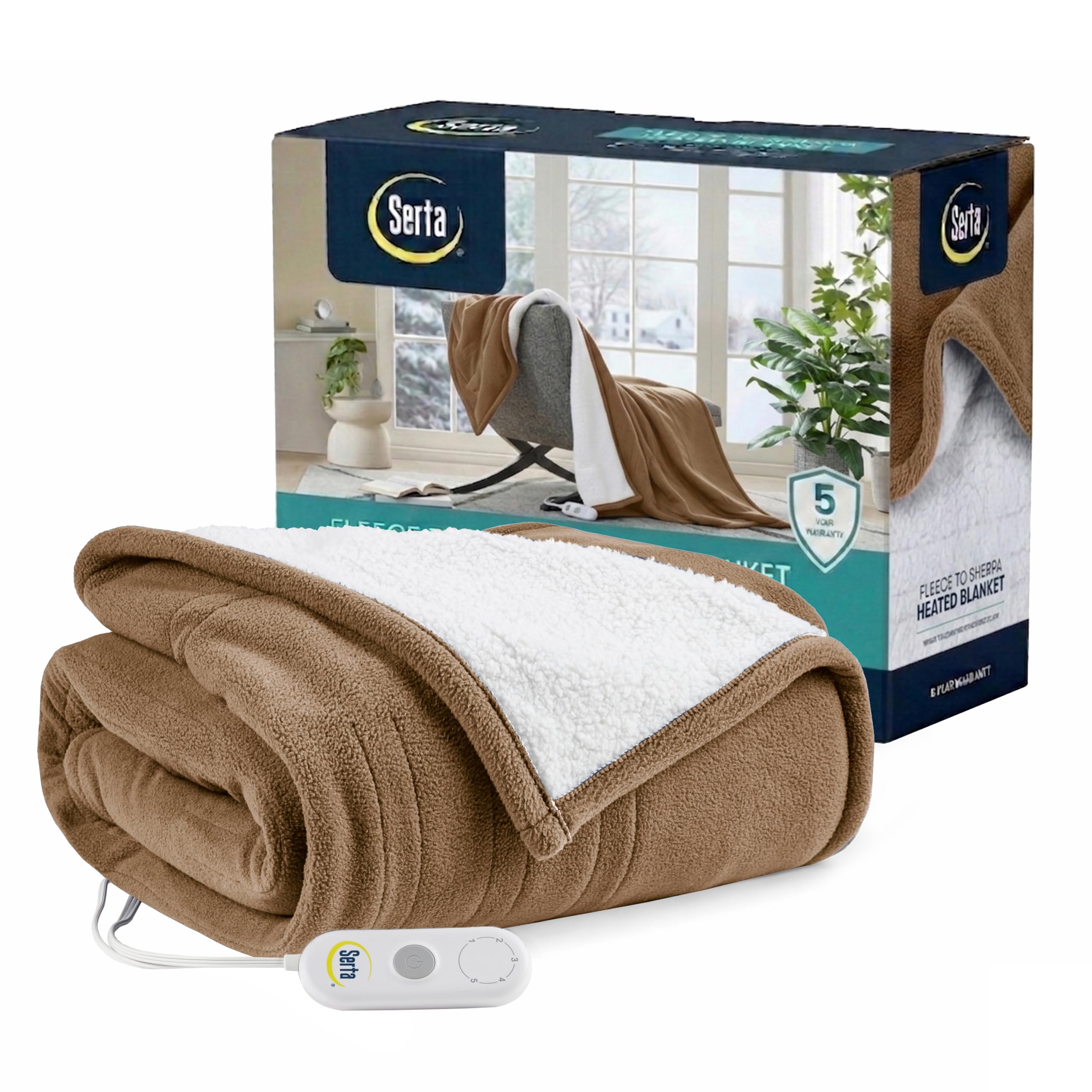 Amazon.com: Serta Reversible Fleece to Sherpa Electric Blanket