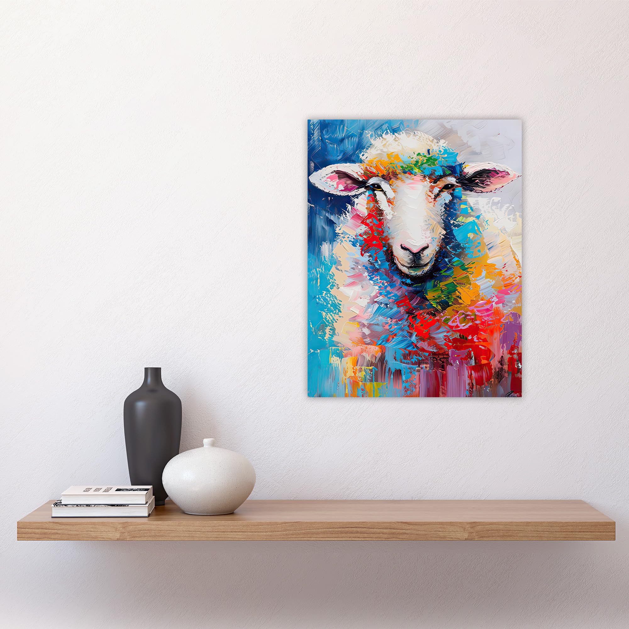 Amazon.com: Artery8 Colourful Sheep Fun Animal Portrait Oil