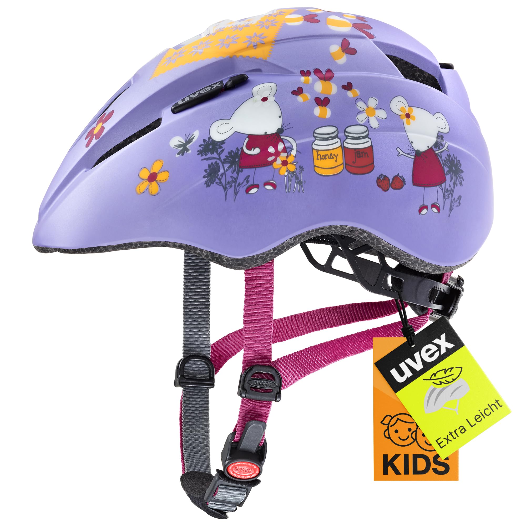 uvex Kid 2 cc - Leichter Fahrradhelm für Kinder - individuelle Größenanpassung - waschbare Innenausstattung - Lilac Mouse matt - 46-52 cm