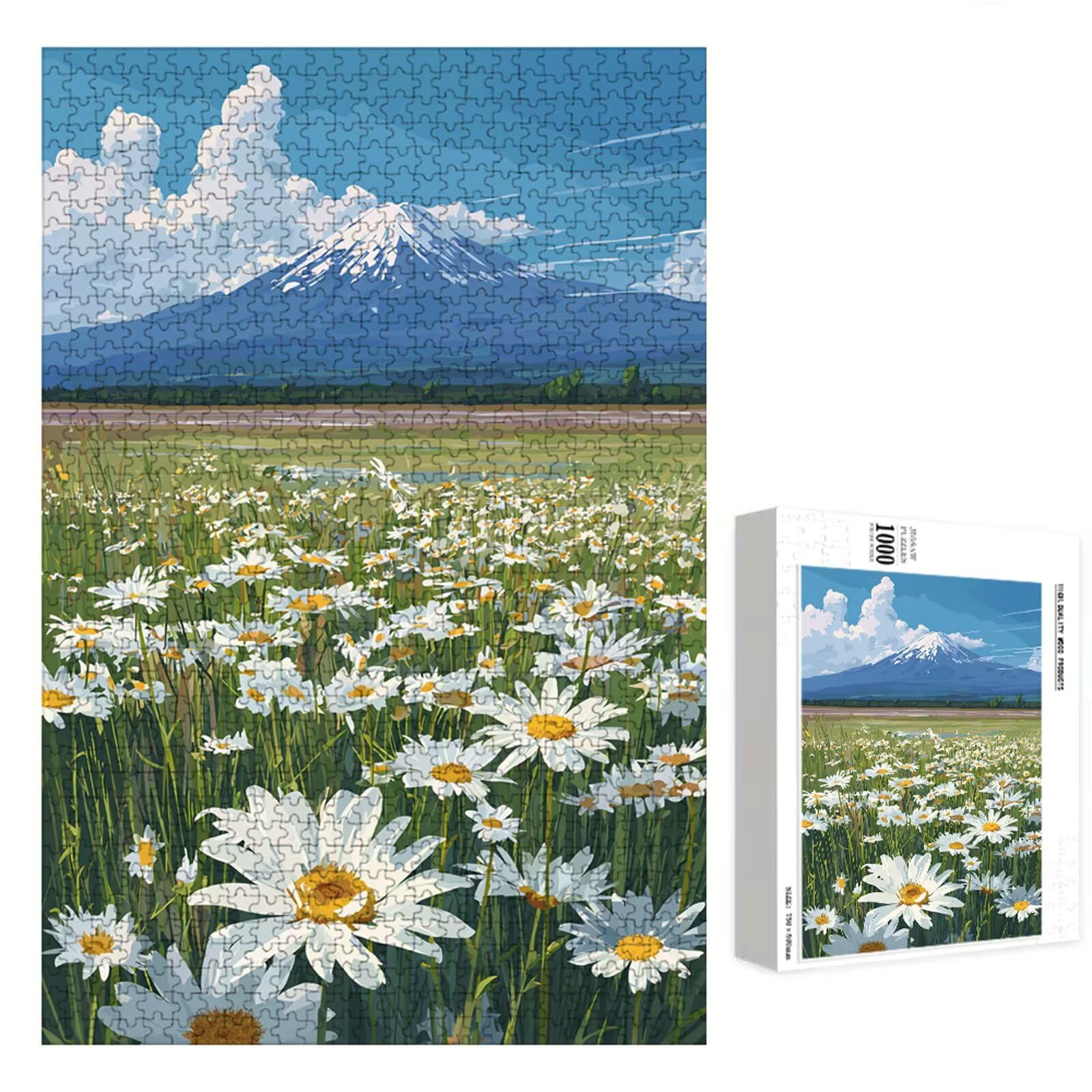 Puzzle 1200 Piezas Adultos Margarita & Montaña, Rompecabezas con Letras Traseras y Póster, Pasatiempo Antiestrés, Decoración de Pared, Regalo Decorar Mujer Hombre 75 x 50 cm (14 Años +) P3#1072