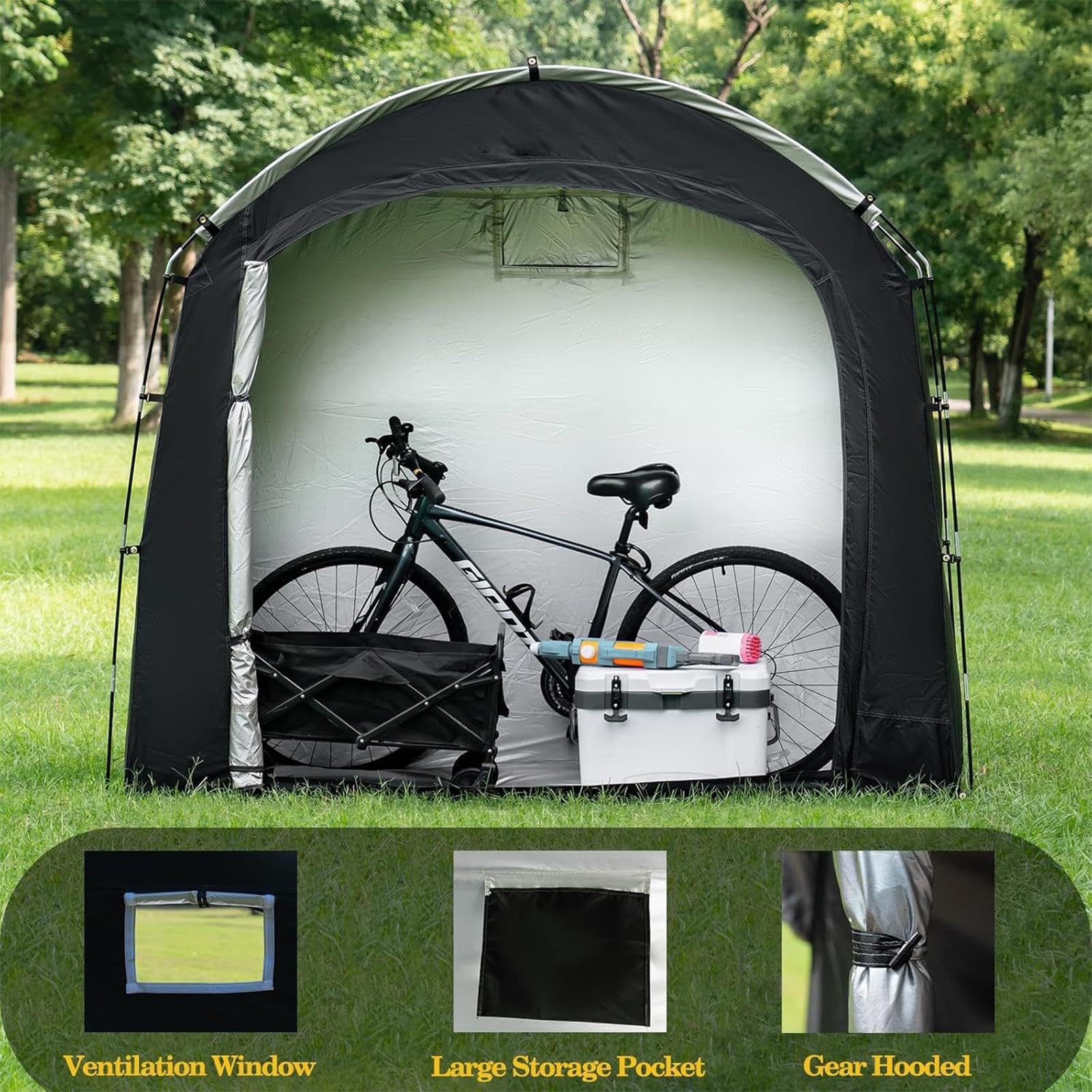 Ripostiglio Da Esterno Per Biciclette Tessuto Oxford Organizzatore Per Moto | Impermeabili con Cerniera per Attrezzi da Giardino, Attrezzature da Piscina e Campeggio