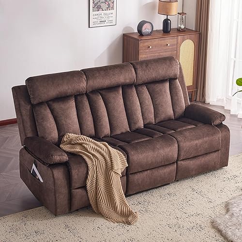 Power Reclining Sofa with Heat&Massage, Reclining Couch with Multi-Function Console/USB