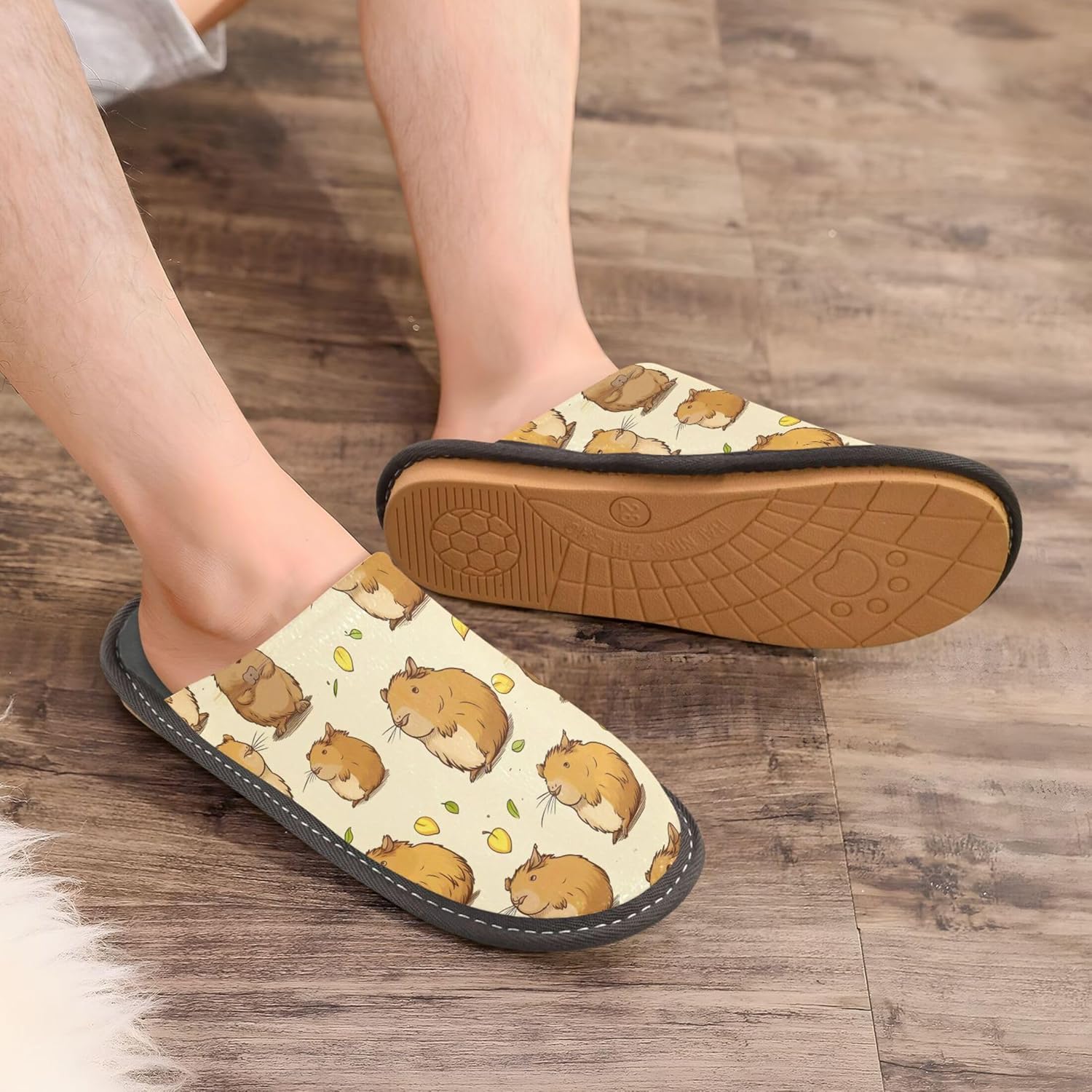 Cute Capybara House Slippers – Cozy Fuzzy Slippers for Guests, Washable & Disposable, Perfect for Shoeless Home, Spa & Hotel Use A112170
