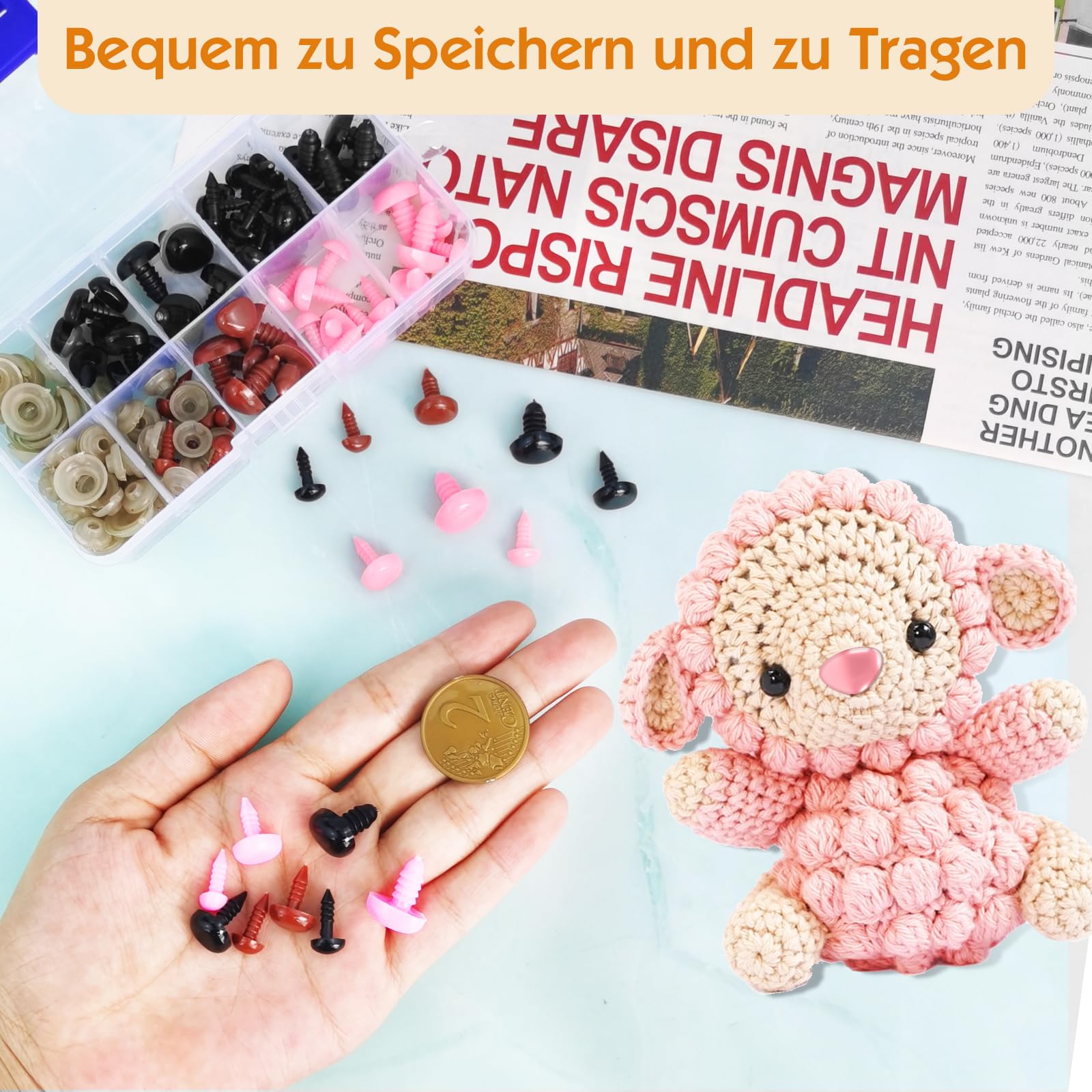 Nasi Per Peluche 60PCS - Safety Eyes Per Animali Di Stoffa Fai Da Te, 4 Dimensioni