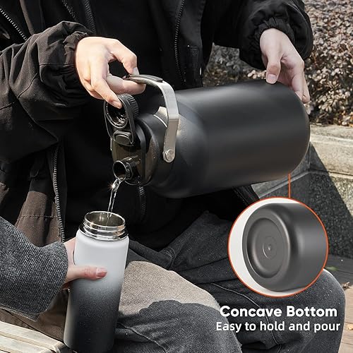 Miniatura 8 de Botella de agua de un galón, botella de agua aislada de acero inoxidable de 128 onzas para bebidas calientes y frías, sin BPA, boca ancha, jarra de