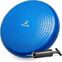 ProsourceFit 14 Inch Core Balance Disc Trainer with Pump - Inflatable Stability Disc for Core Strength, Posture & Balance Exercises (Blue)