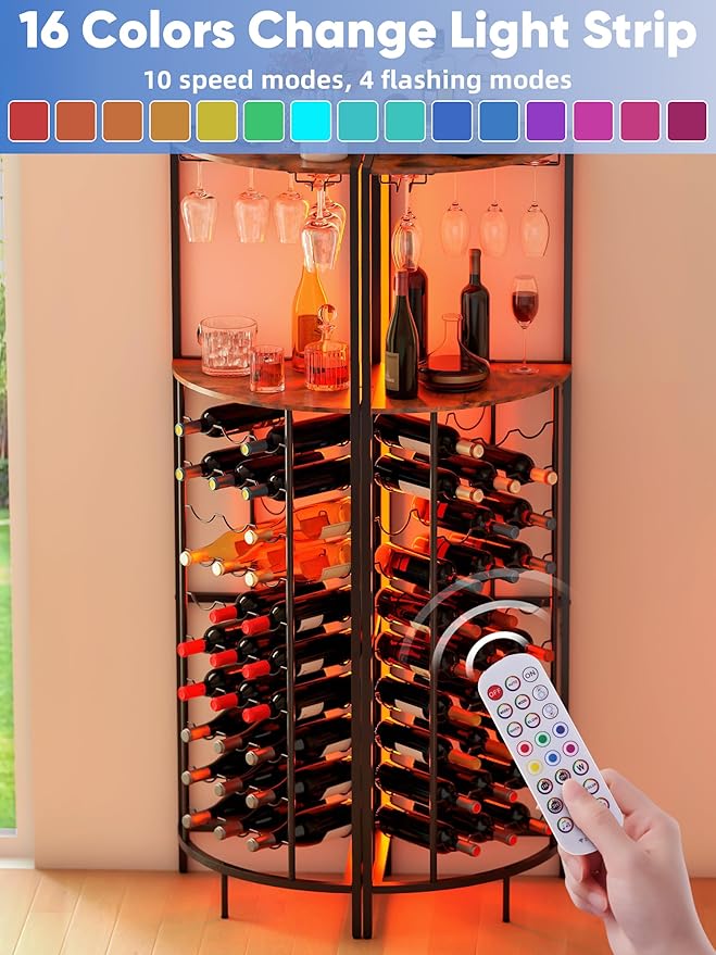 Estante para Vinos de Esquina con Luz LED para 30 Botellas miniatura 6