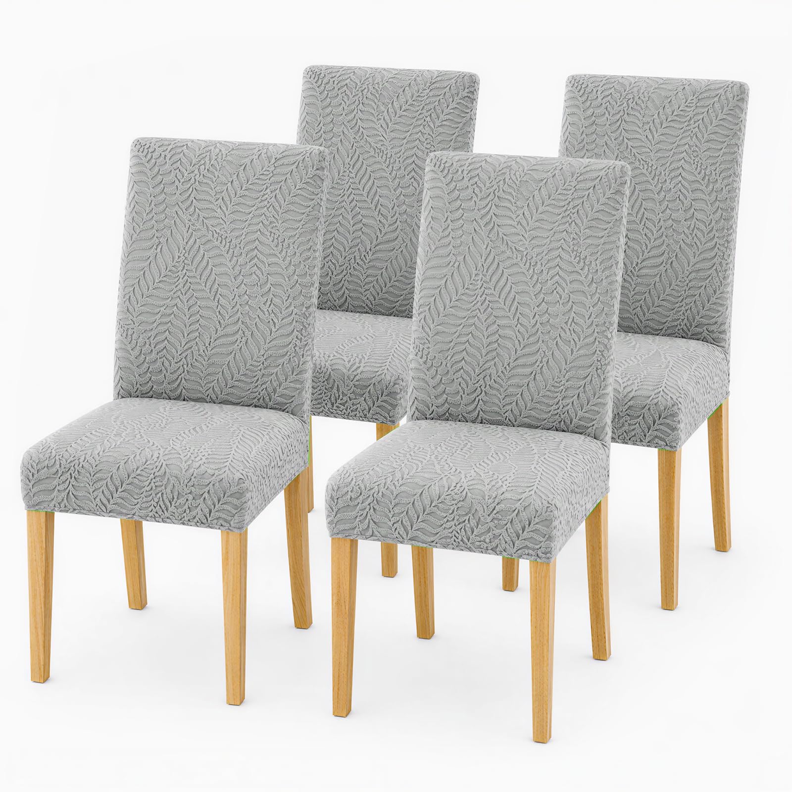 Dining Chair Slipcovers, Washable Removable, Silver Grey, Pack of 4
