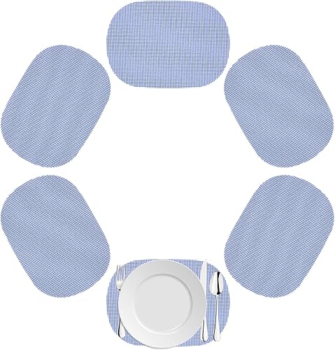 Miniatura 6 de Kraftware Fishnet - Mantel individual ovalado para mesa redonda, perla ennegrecida, juego de 6