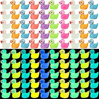 KIMOBER 150PCS Mini Resin Luminous Duck,Multicolor Glow in The Dark Micro Miniature Tiny Duck Figures for Garden Landscape Aquarium Dollhouse Decoration