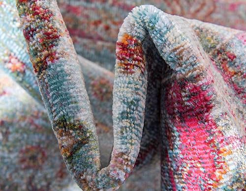 Miniatura 6 de Unique Loom Baracoa Collection - Alfombra tradicional vintage con borde de tonos brillantes, alfombra de pasillo de 2 pies 2 pulgadas x 6 pies 0