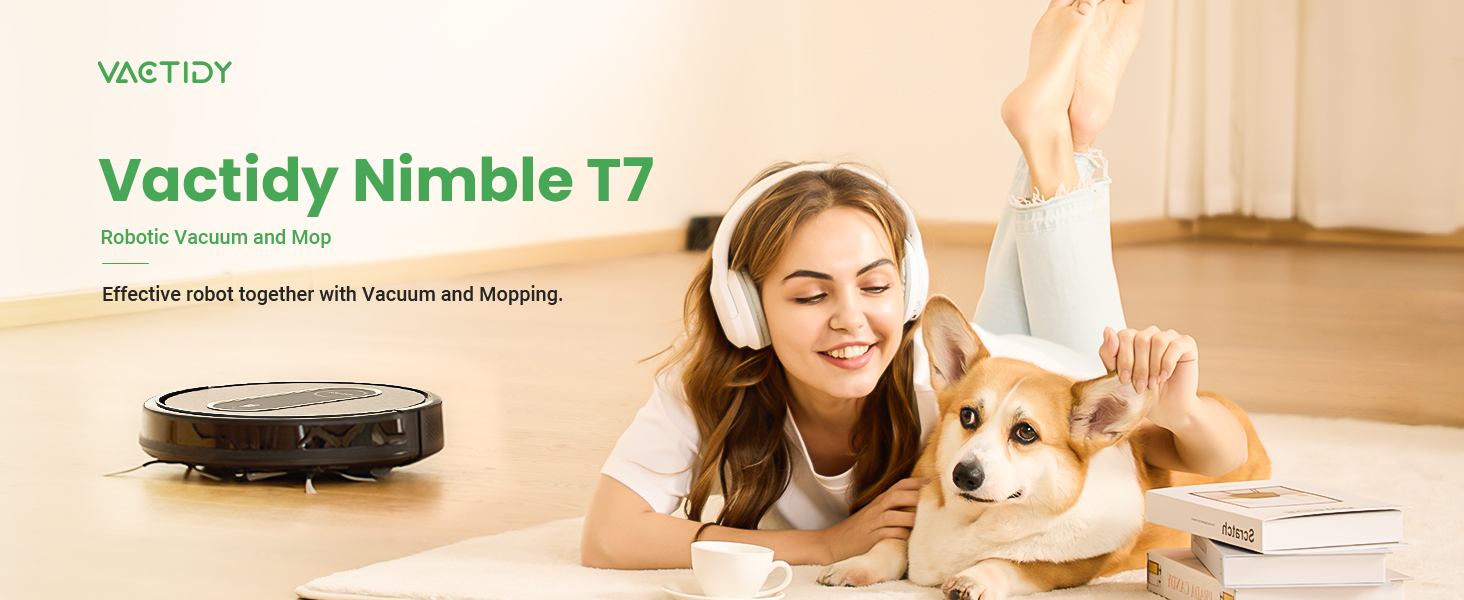 【新品・未開封】VACTIDY ロボット掃除機 Nimble T7 本体 Amazon.com - Vactidy Nimble T7 Robot Vacuum and Mop - WiFi/App