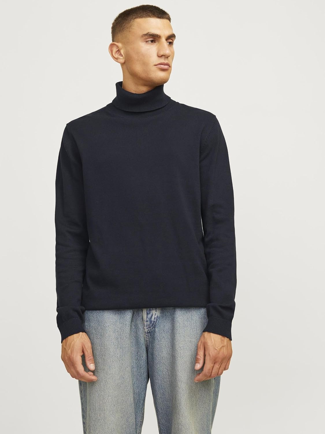 Navy Blue Roll Neck Jumper by Jack & Jones