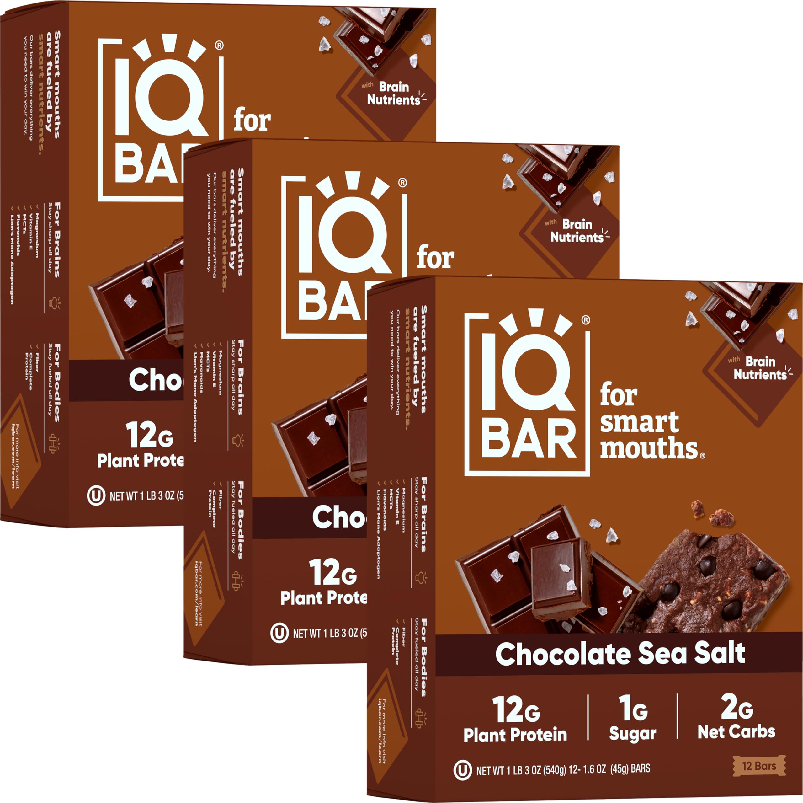 Buy IQBAR Brain and Body Keto Protein Bars Chocolate Sea Salt Keto