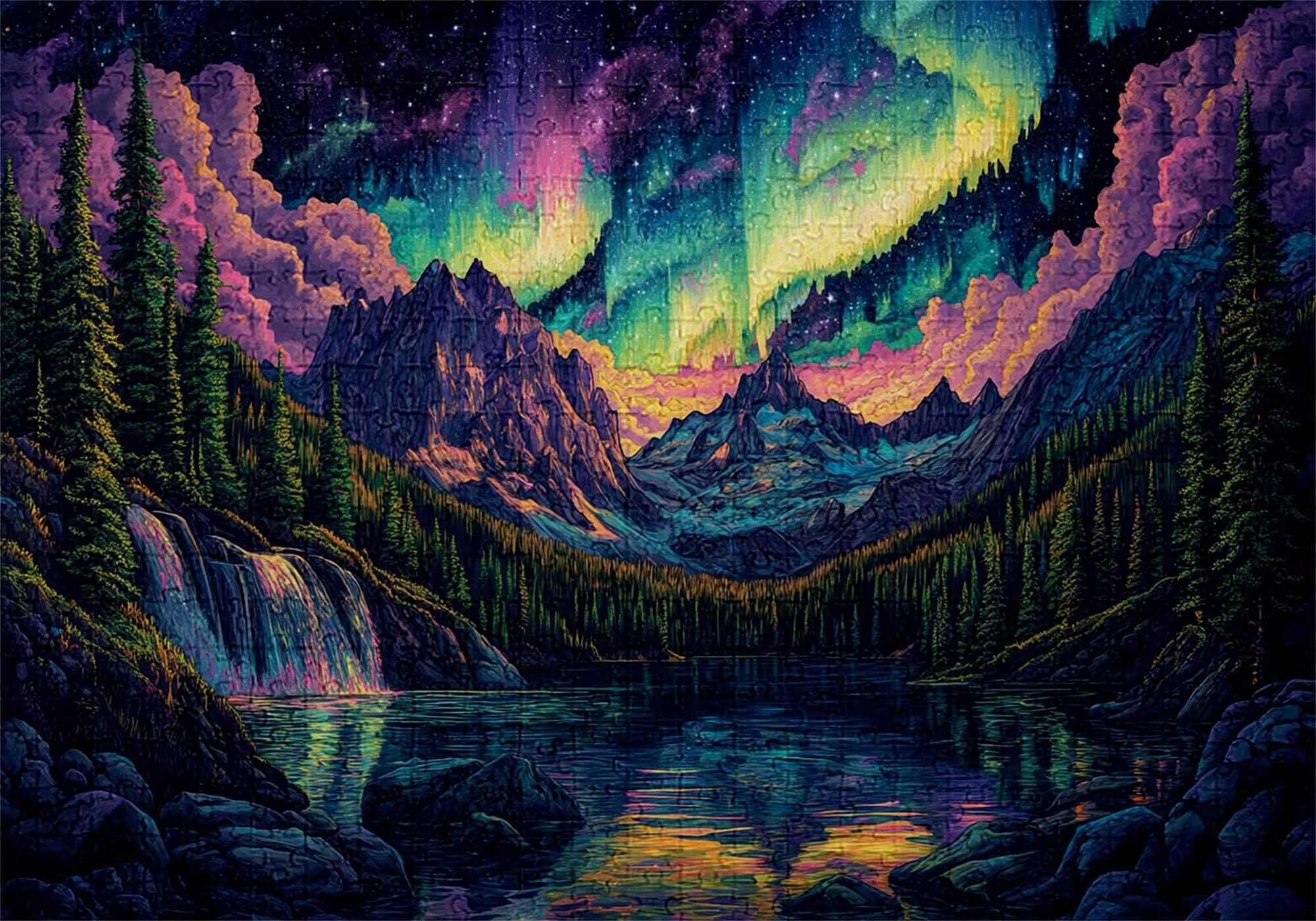Puzzle 4000 elementów górskie puzzle dla dorosłych jezioro 141 x 87 cm Unikalne rzemiosło klasyczne 3D drewniane układanki do rodzinnych gier aktywnych, układanka do samodzielnego wykonania nawet do
