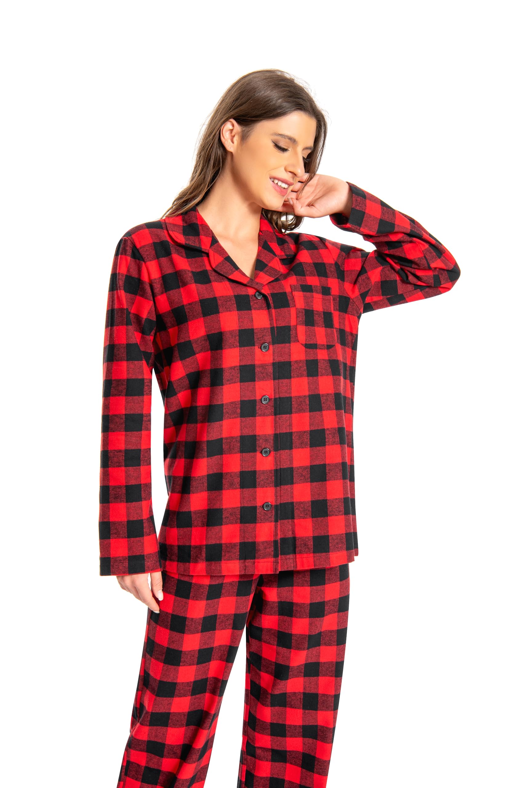 Nutria Pijama mujer 100% algodón franela conjunto de pijama manga larga con cuello abierto botones parte inferior larga ropa de dormir invierno ropa de dormir ropa de dormir ropa de dormir ropa de