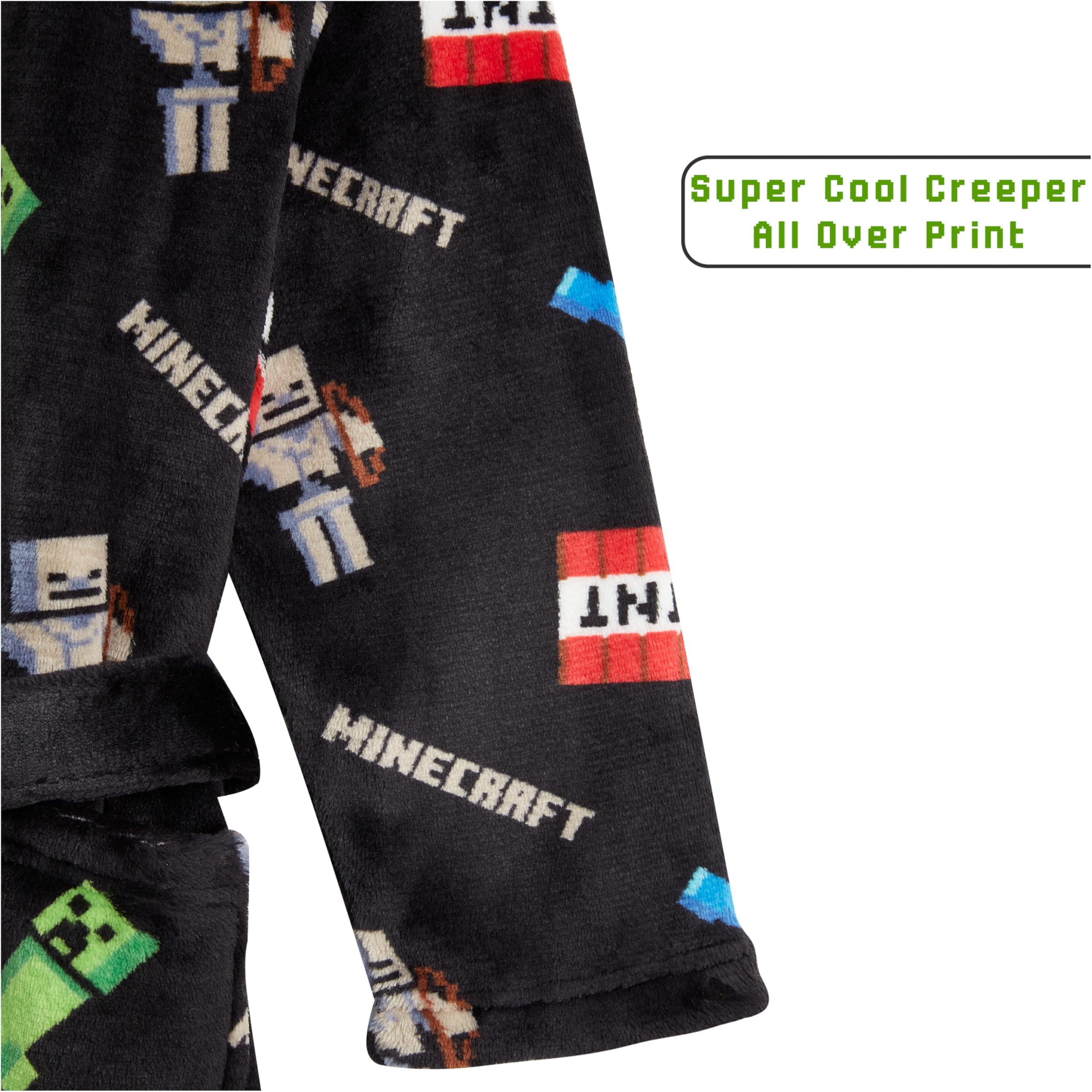 Minecraft Albornoz Niños Creeper Bata Adolescente en Felpa Suave con Capucha Cinturón y Bolsillos Ropa de Dormir Regalos para Niños
