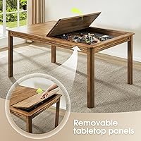 Vista 4 de Board Game Table with Removable Table Top, Seats 4 to 6 Players with 57in x 33in Play Area, Includes Play Mat, Detachable Cup Holders and Dice