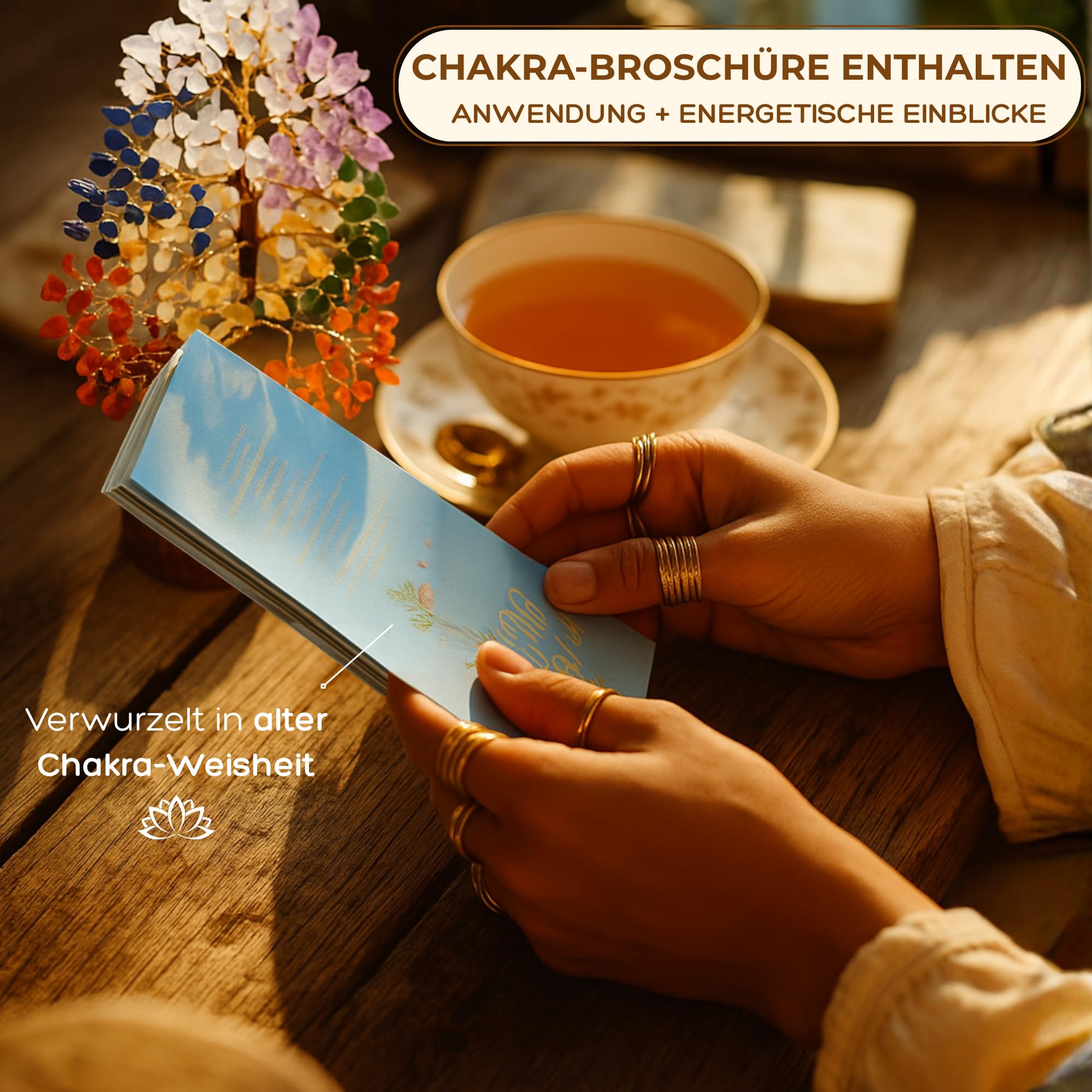 Anima Premium Kristall Lebensbaum – 7 Chakra Baum für Heilung, Harmonie, Positive Energie, Glück & Manifestation – Mit Begleitheft & Geschenkverpackung – Ethisch handgefertigt in Indien von Frauen