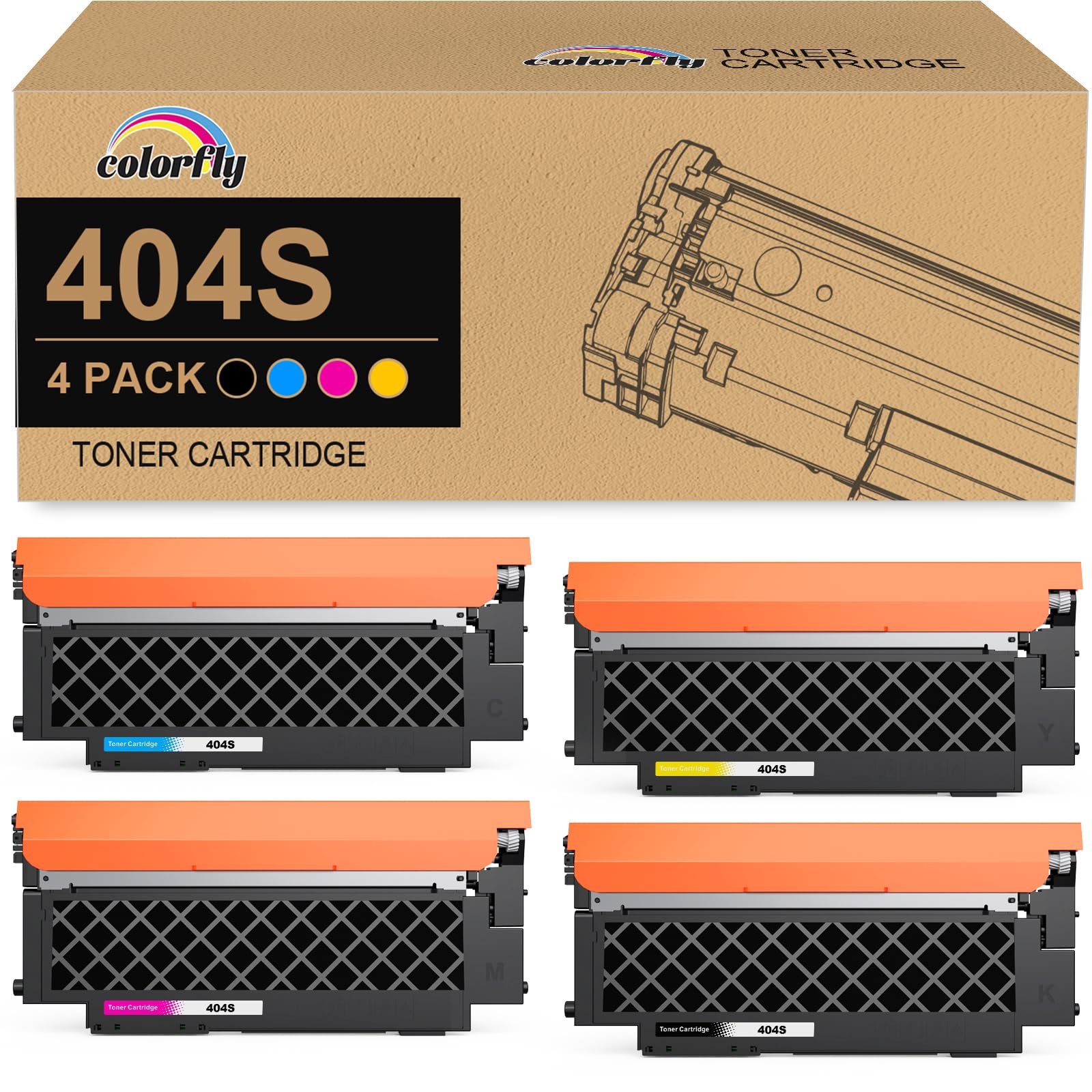 colorfly CLT-P404C 404S Toner Compatible pour Samsung CLT-K404S 4-Pack
