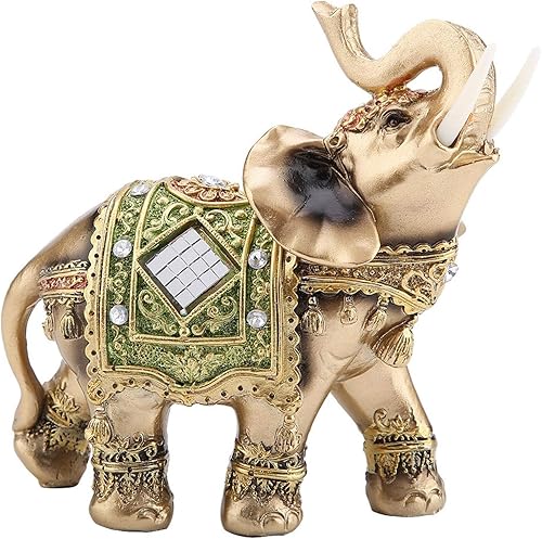 Miniatura 6 de KUIDAMOS Elefante elegante de color latón, figura de la suerte de riqueza para oficina, decoración del hogar, escultura, regalo, figuras de animales