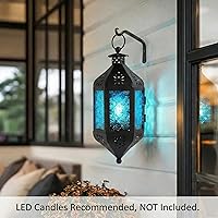 Vista 3 de Vela Lanterns Farol lámpara portavelas decorativo marroquí colgante de 11.5 pulgadas, portavelas de té para interiores y exteriores, para patio