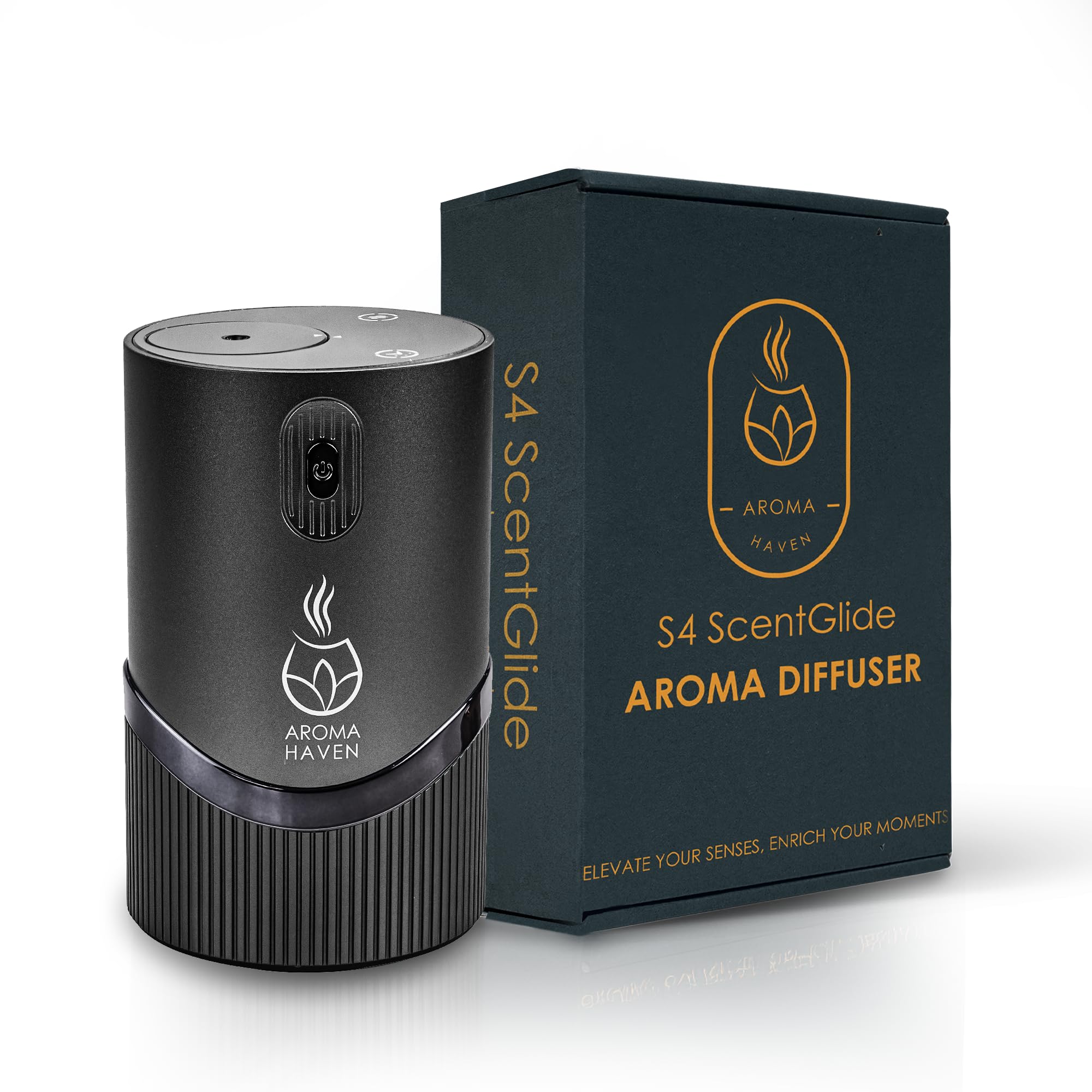 Aroma Haven Black S4 Scentglide Waterless Oil Diffuser Nebulizer | Portable Rechargeable Wireless Aromatherapy For Essential Oils | Home, Office, Car Freshener | Electric Aromatherapy Diffuser (Black)