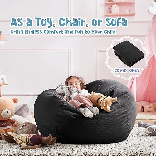 Miniatura 50 de Nobildonna - Funda para silla de puf (relleno sin relleno) de nido de pájaro para niños y adultos. Puf extra grande para almacenamiento de animales