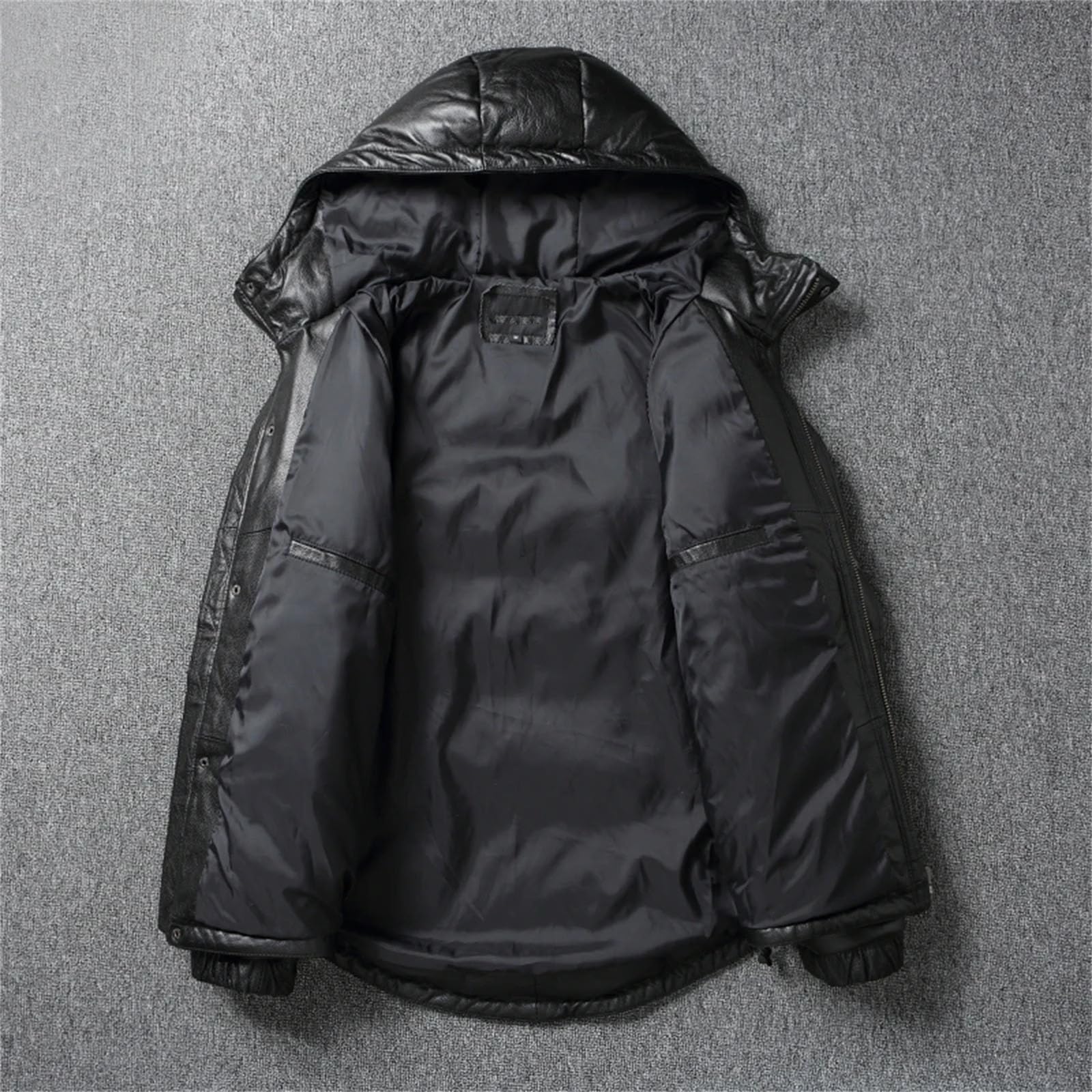 Giacca in pelle spessa da uomo con cappuccio caldo cappotto invernale lungo piumini cappotti in vera pelle di mucca