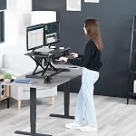 VIVO 36 inch Desk Converter, K Series, Height Adjustable Sit to Stand Riser, Dual Monitor and Laptop Workstation with Wide Keyboard Tray, Black, DESK-V036KB | Height Adjustable, Stand Up Desk Riser, Wide Keyboard Tray, Dual Monitor and Laptop Worksta