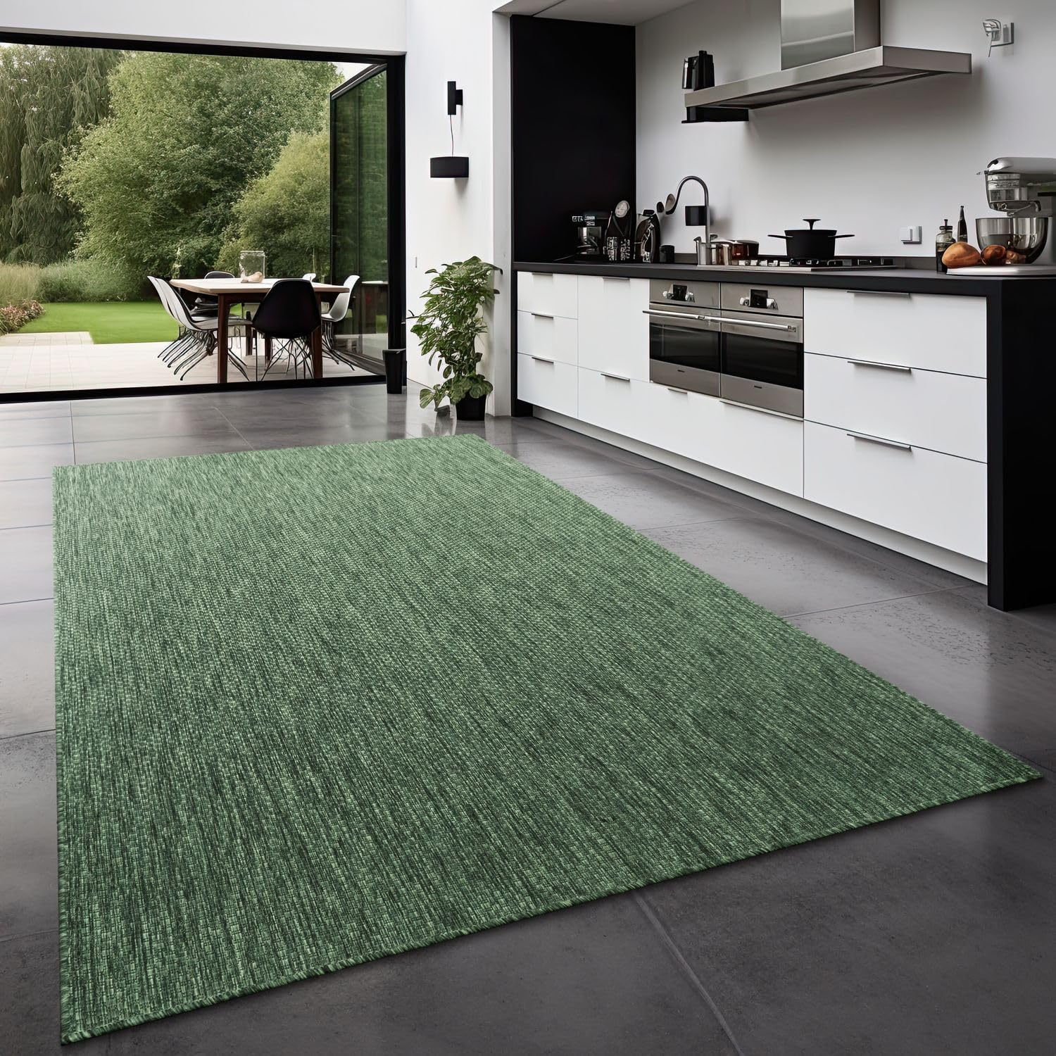 Quadratischer Teppich 160x160cm - Modern Geometrisch Gold Grün Maschinenwaschbar