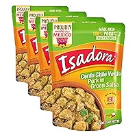 Vista 5 de Isadora Chile Verde de cerdo totalmente cocido, bolsa de 15 onzas, comida mexicana auténtica lista para comer, cerdo en salsa verde, calor medio