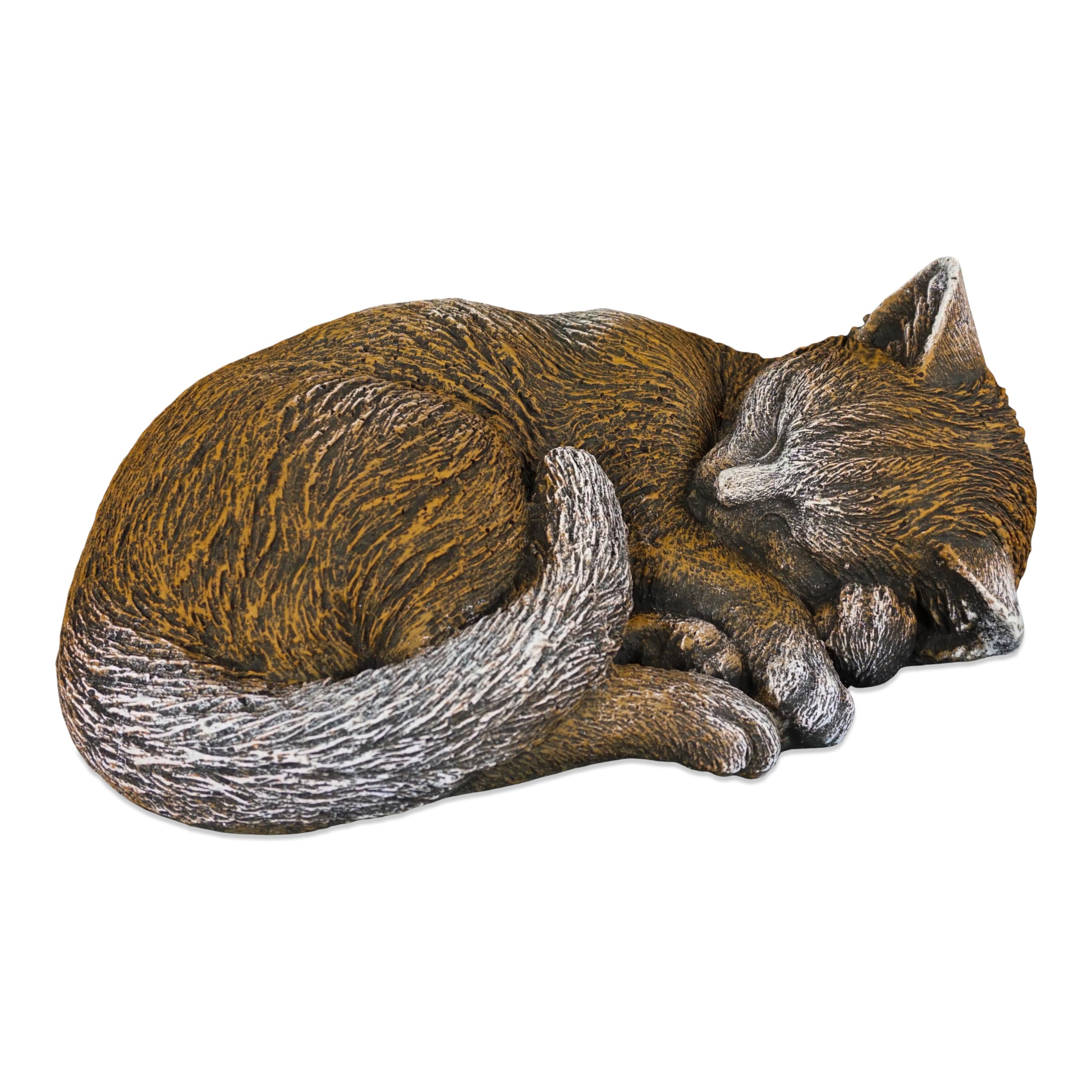 Gartenstatue Schlafende Katze – Realistisch, Wetterfest, Aus Harz & Stein, 7x18x25 Cm, Für Draußen & Drinnen