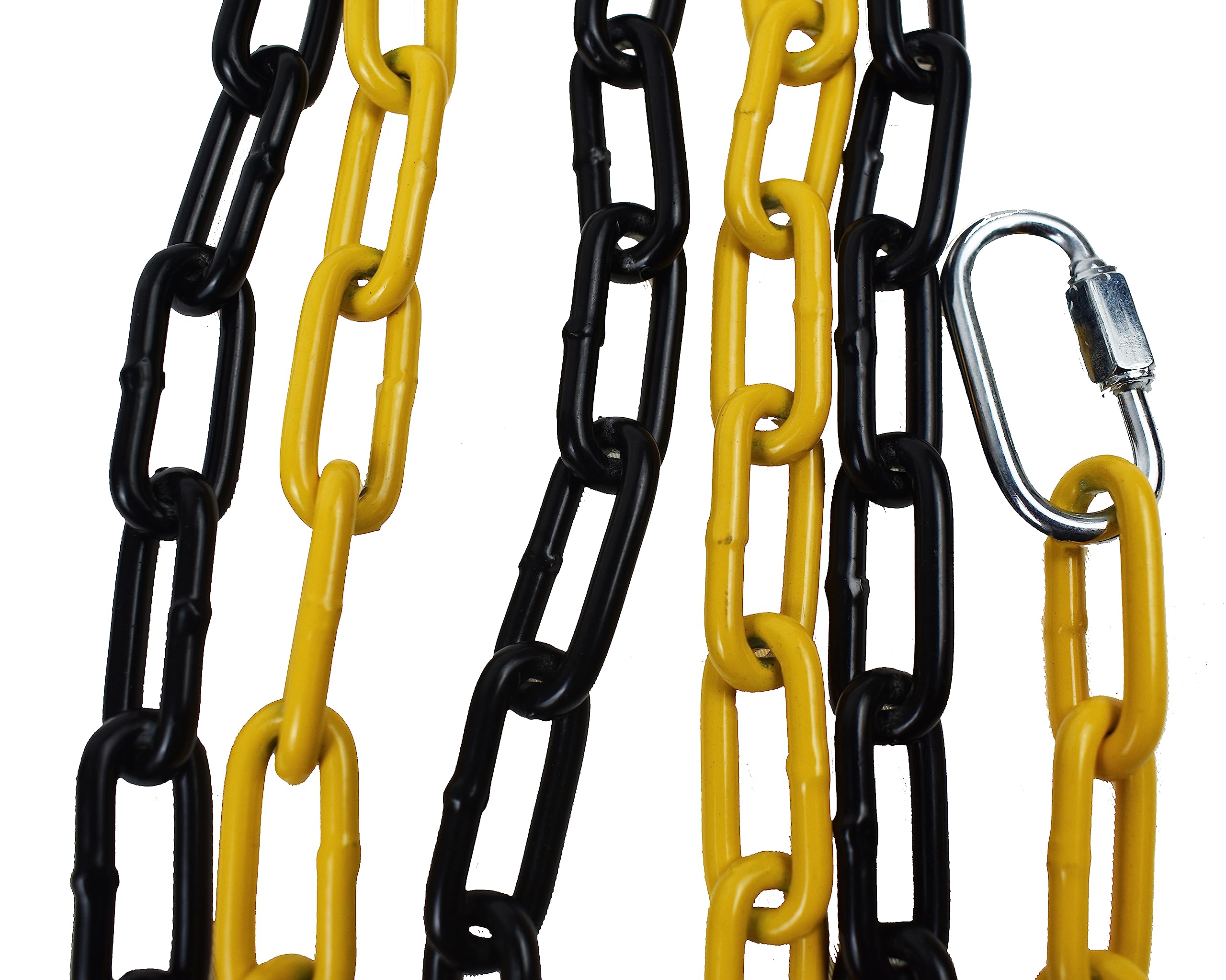 Chaîne de Signalisation en Métal avec 2 Boucles de Connexion - Jaune/Noir Diamètre de 4 mm - Chaîne de Barrière Chaîne de sécurité (10 Mètres)