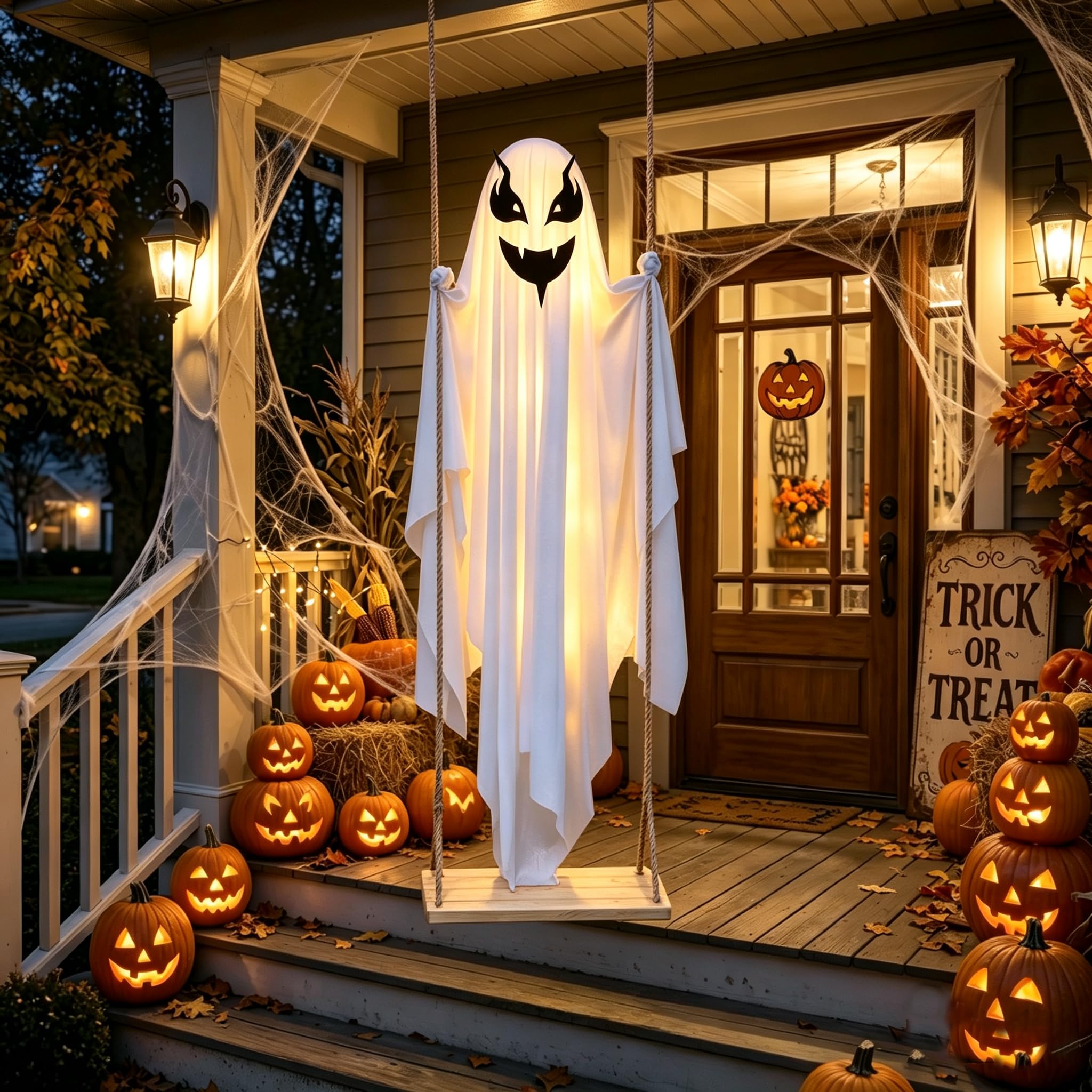 SNZ Decoración de Halloween al aire libre, 2 unidades de espíritu oscilante