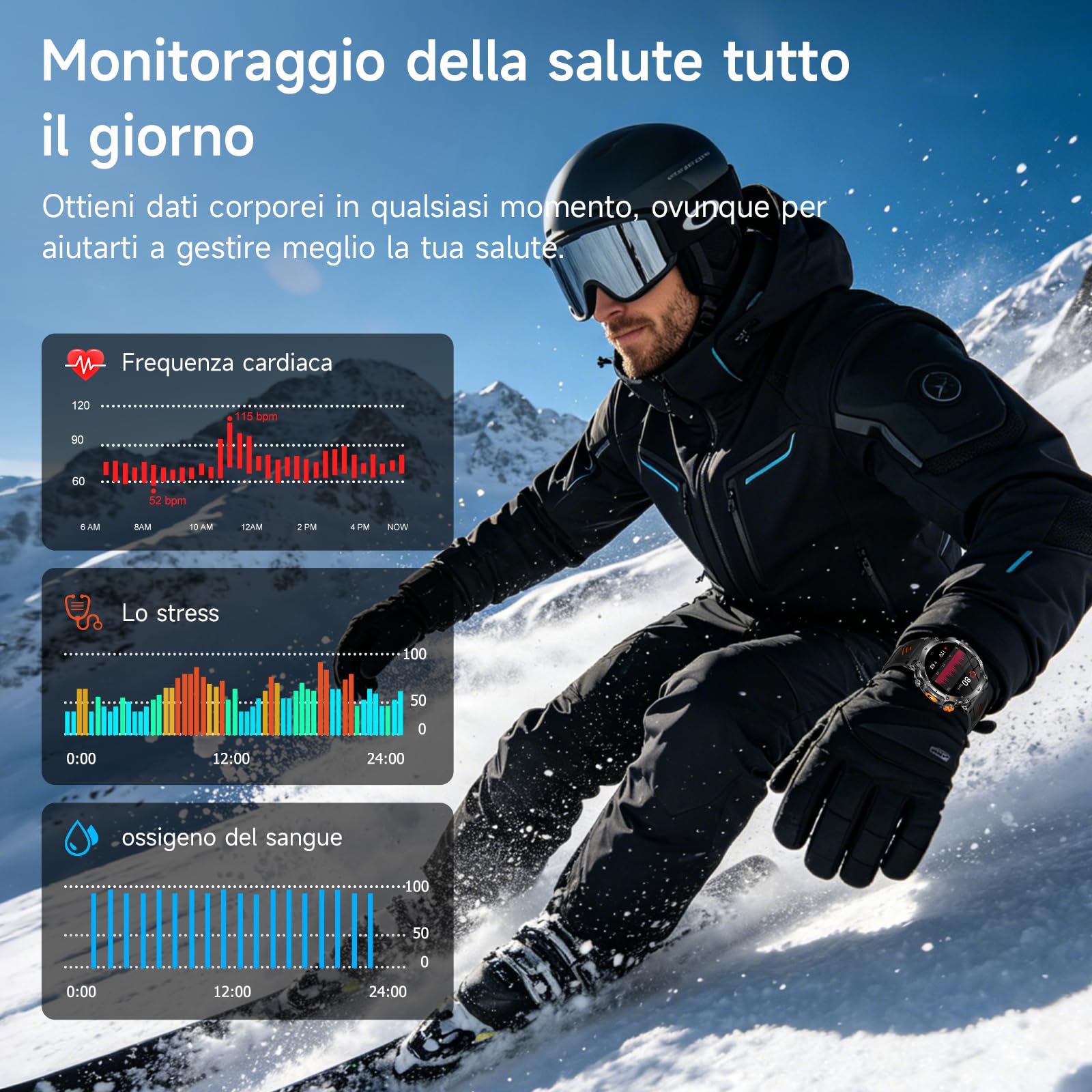 Smartwatch Uomo GPS/AI-GPT, 1.7" Orologio Smartwatch con Chiamate Bluetooth | 3ATM, Torcia, Bussola, 850 mAh Batteria, Monitoraggio Sonno e Cardiofrequenzimetro, 100+ Modalità Sportiveper IOS/Android