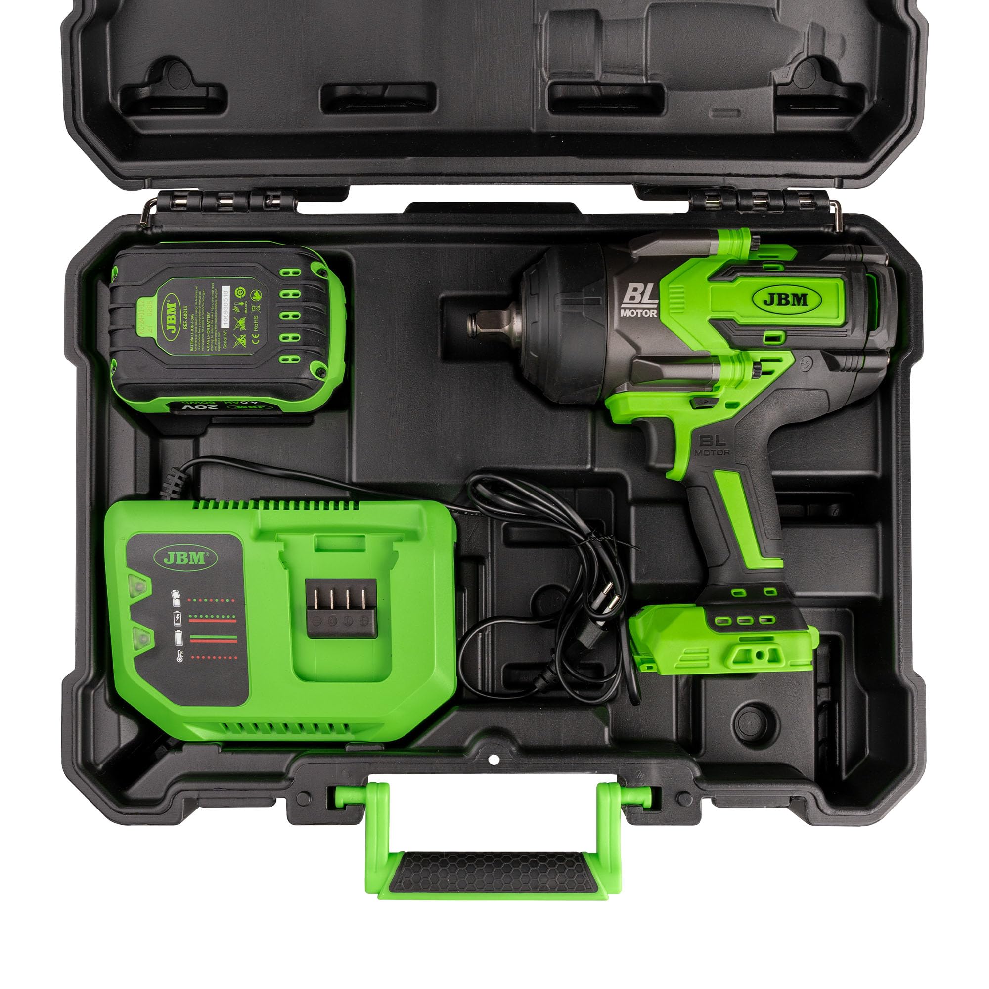 JBM JBM60044C Pistola de impacto brushless a batería de ½ (1300 nm) con maletín (INCLUYE BATERÍA Y CARGADOR)