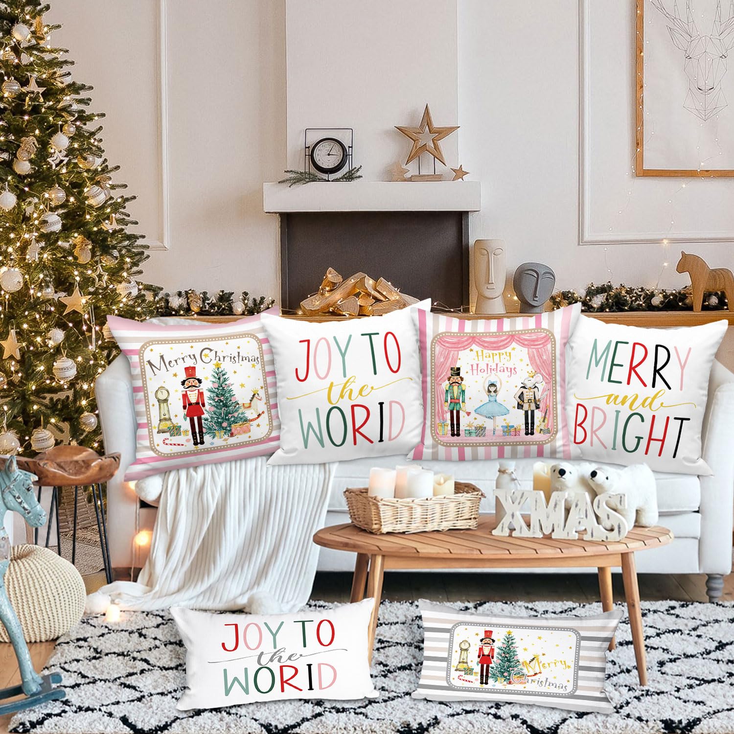 GEEORY Funda De Almohada Con árbol De Navidad De 12 X 20 Pulgadas
