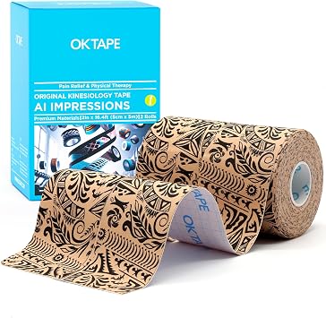 OK TAPE Kinesiology Tape Hypoallergenic Uncut 2 Rolls, 2inx16.4ft