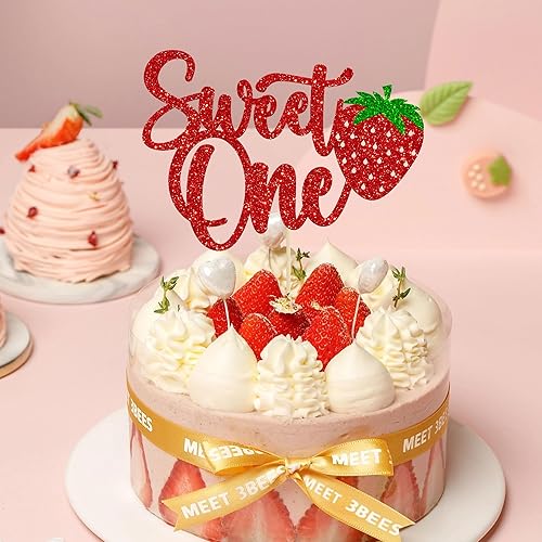 Miniatura 9 de Gyufise 1 pieza de fresa para el primer cumpleaños, decoración para pastel de fresa, decoración para baby shower, niños, suministros de fiesta de