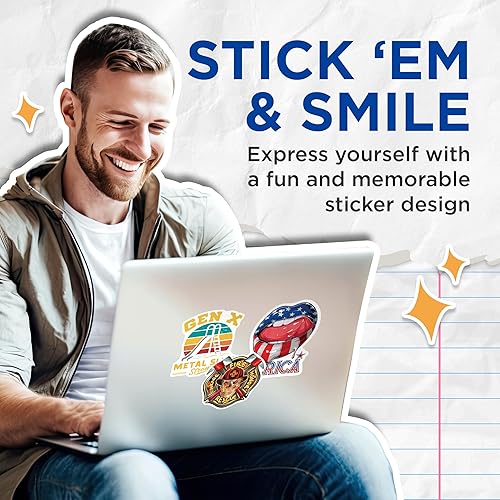 Miniatura 5 de (2 Pack) Retro Gen X Stickers - Metal Slide Nostalgia - Vintage 1980s 1990s Design - 5" On Longest Side - Sticks to Smooth Flat Surfaces - Made in