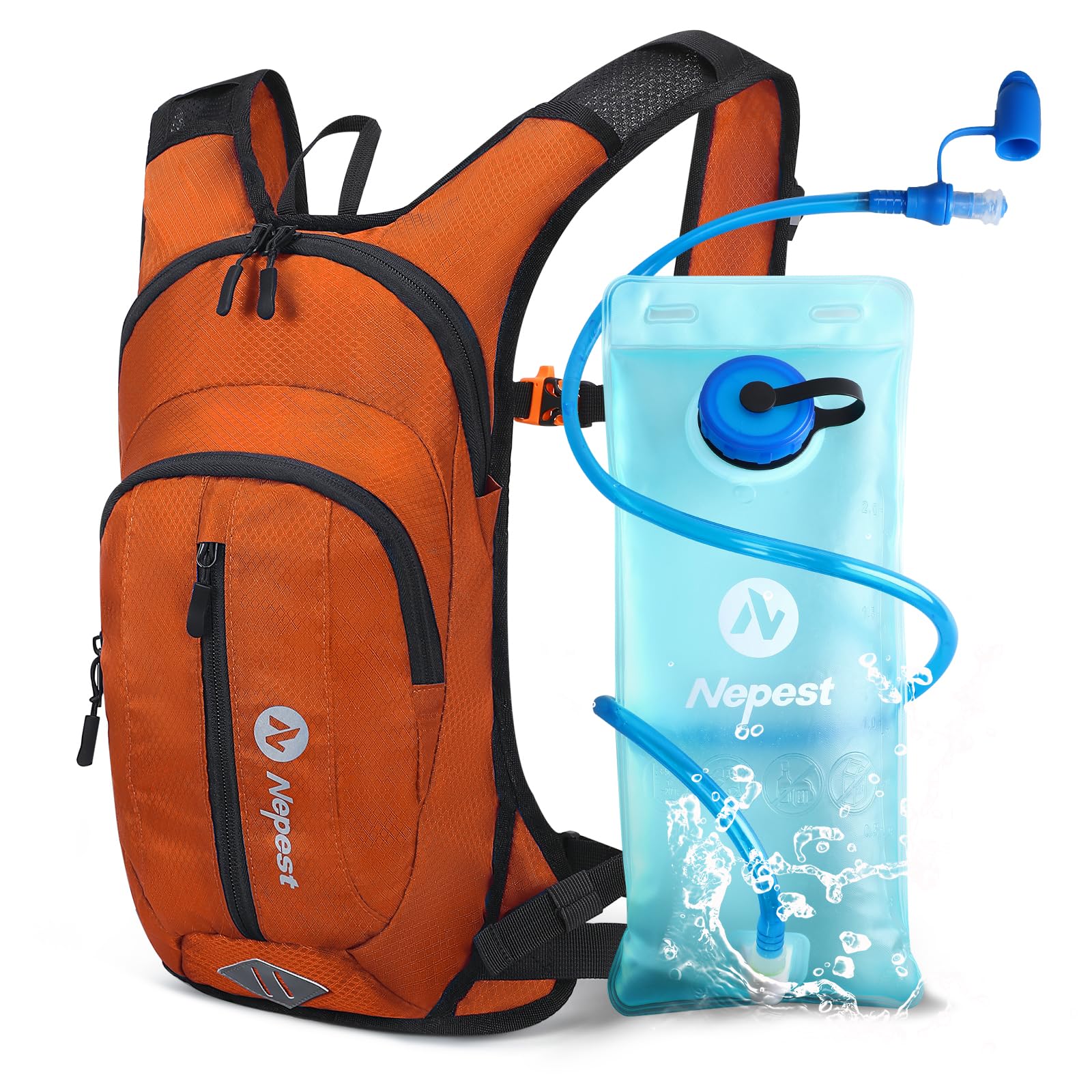 Nepest Hydration Pack Backpack for Women & Men, Lightweight Water Backpack with 2L Water Bladder for Hiking Cycling Running Biking