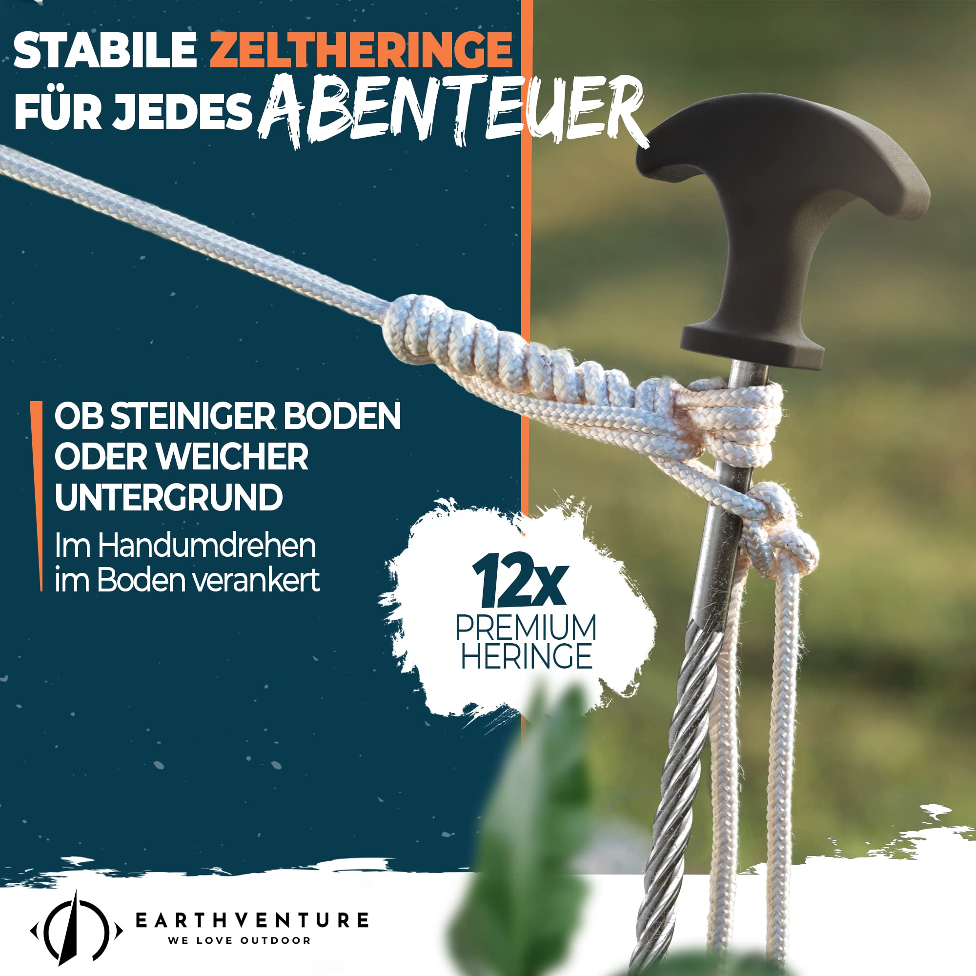 12x Zeltheringe Schraubanker - Erdschrauben Mit Herauszieher & Tragetasche