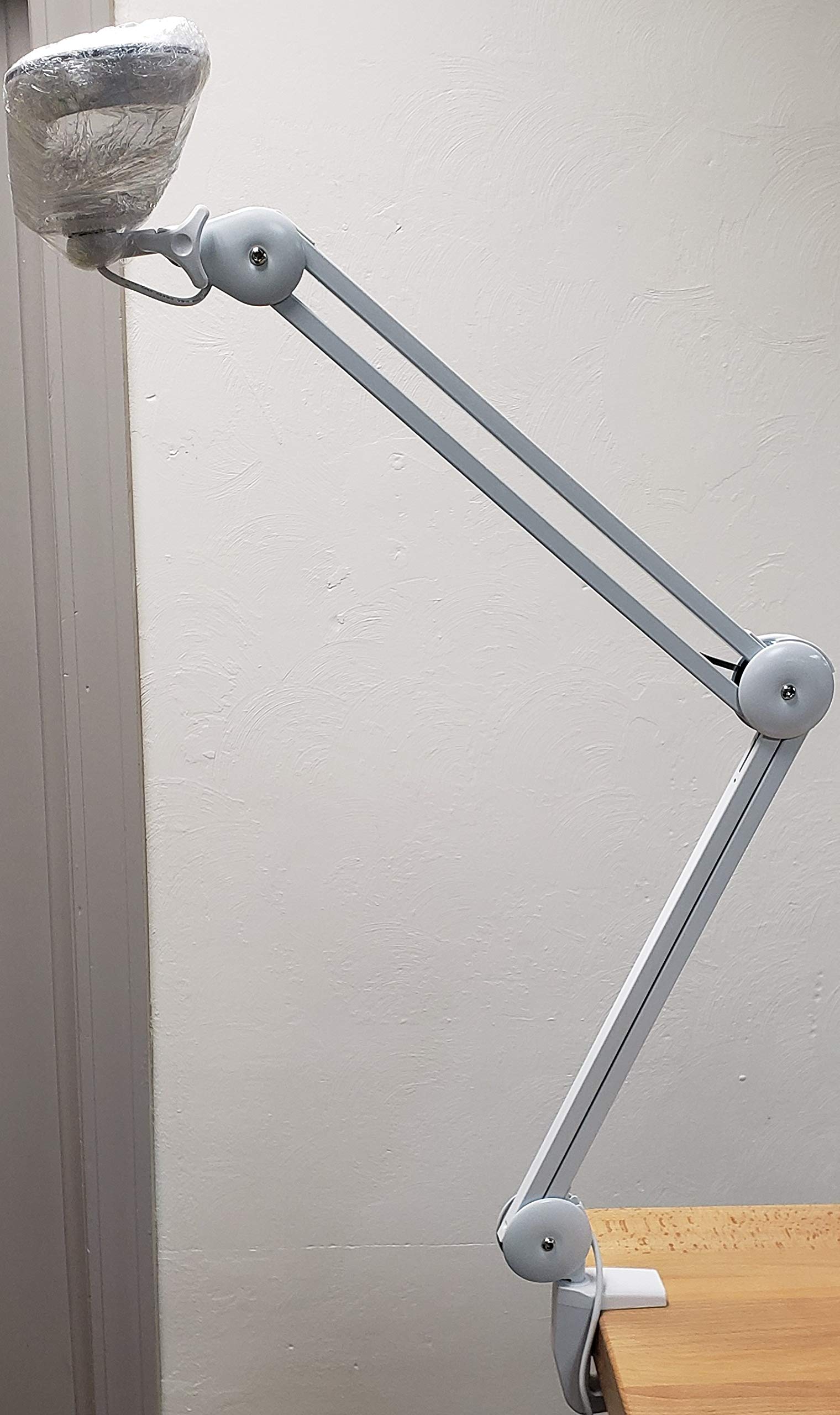 TekLine39502 Desk Clamp Task Lamp, White 60-LED Daylight