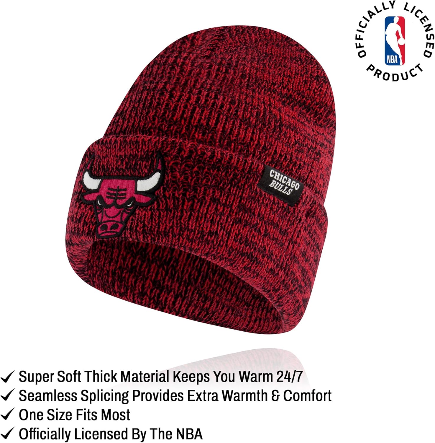 Ultra Game Men's NBA Official Super Soft Winter Beanie Knit Hat with Extra Warm Touch Screen Gloves
