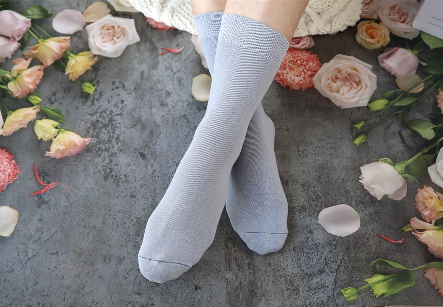 Women's Soft Thin Viscose Bamboo Crew Socks, Fit Stretchy Casual, Business, Dress Calf Sock 5 Pairs - Image 2