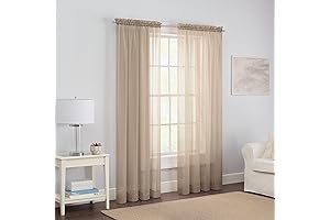 Pairs to Go Victoria Voile Modern Sheer Rod Pocket Window Curtains for...