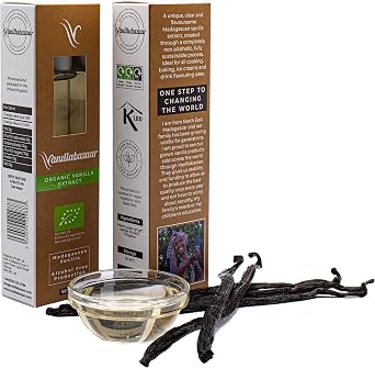 Madagascar Organic Vanilla Extract (50ml) | Pure, Alcohol-Free Clear Extract | Natural Vanilla Flavouring for Baking & Hot Drinks | Vanillabazaar