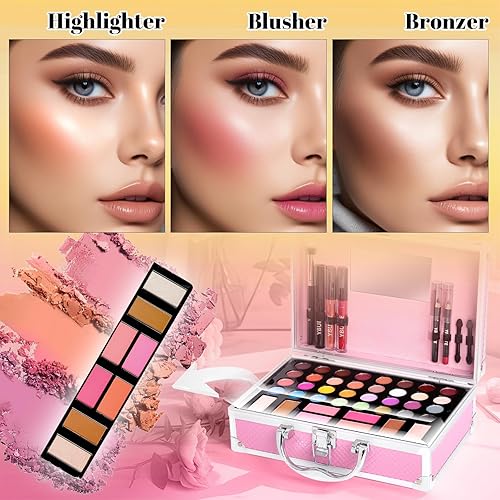 Miniatura 4 de Kit de maquillaje para principiantes para adolescentes, juego de maquillaje para niñas y mujeres, kit de maquillaje para principiantes con estuche