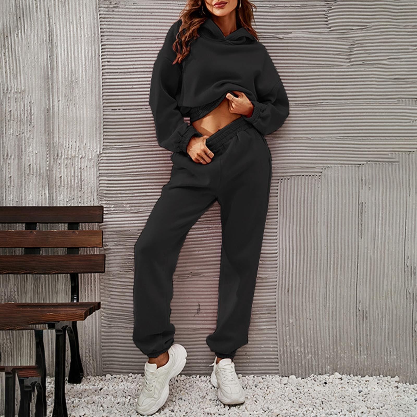 Generico Tuta Donna Completa Taglie Forti Set Due Pezzi elegante Pullover Felpa Pantaloni a Gamba Larga Tuta Da Donna Per Viaggio